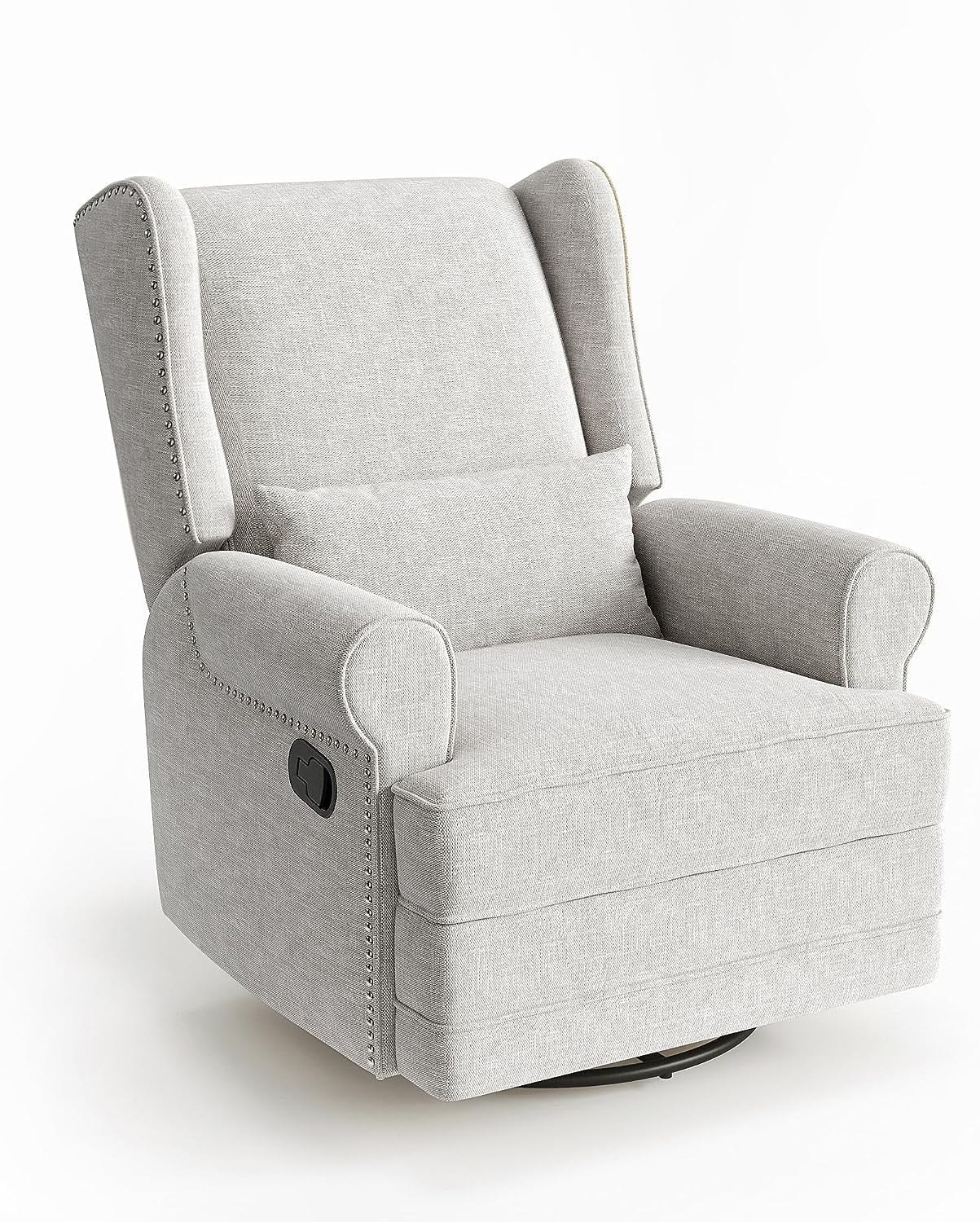 Royalcraft Swivel Recliner Glider Rocking Chair with Lumbar Pillow and Footrest, for Bedroom, Living Room, Brown